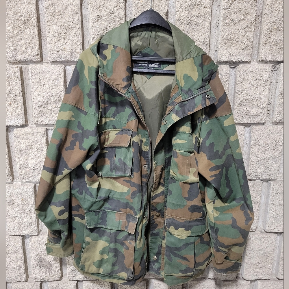 Vintage woodlands camo parka lightweight world famous militaire jacket men's lar